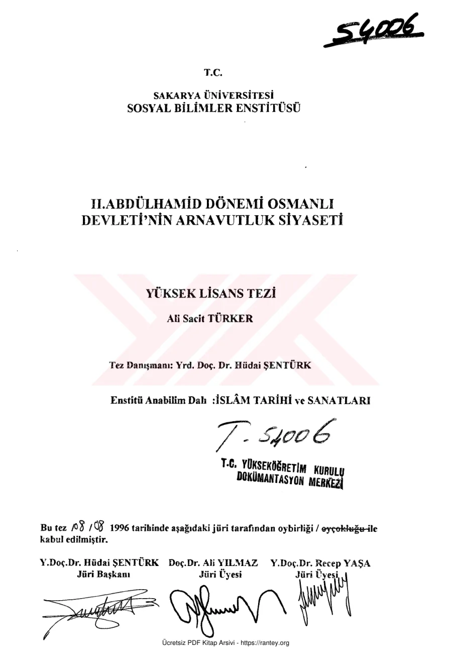 TÜRKER II Abdülhamid Dönemi Osmanlı Devletinin Arnavutluk Siyaseti kapak görseli