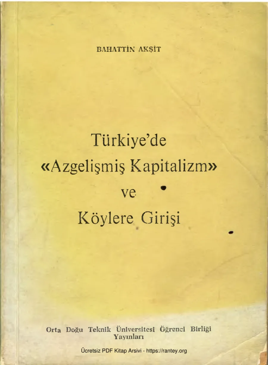 Türkiyede Azgelişmiş Kapitalizm ve Köylere Girişi ODTÜ Öğrenci Birliği Yayınları kapak görseli