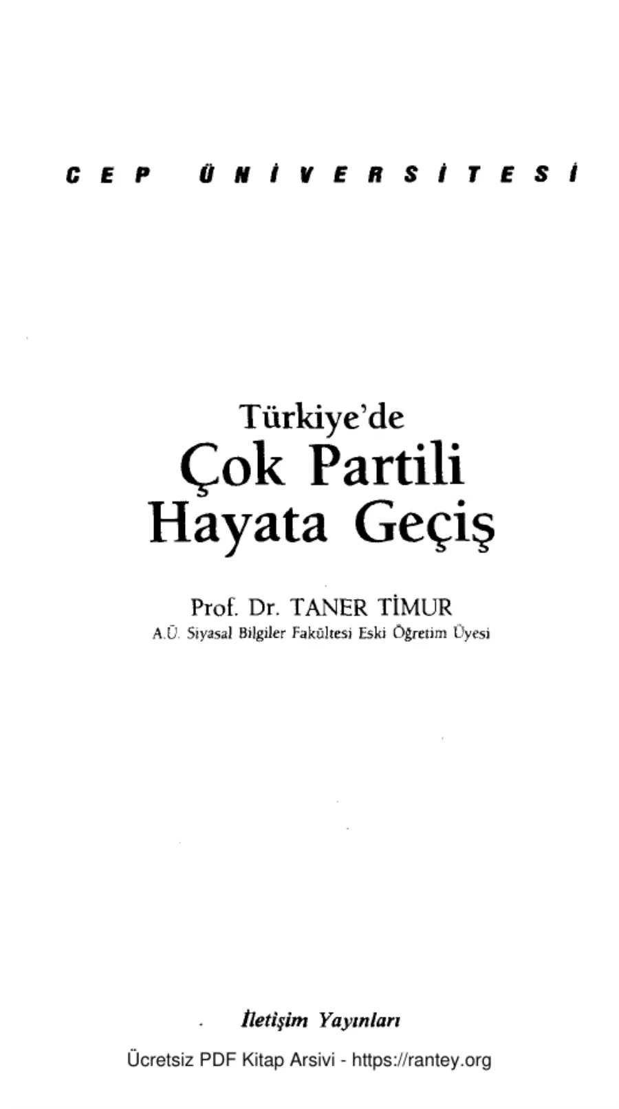 Türkiyede Çok Partili Hayata Geçiş kapak görseli
