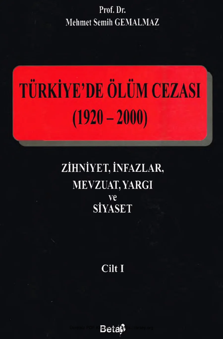 Türkiyede Ölüm Cezası 1920 2000 Cilt 1 Zihniyet İnfazlar Mevzuat Yargı ve Siyaset kapak görseli