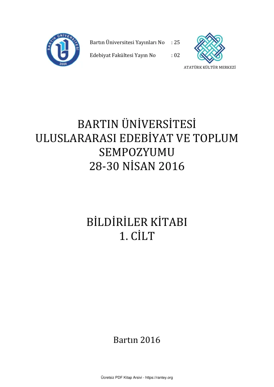 Uluslararası Edebiyat ve Toplum Sempozyumu 1 kapak görseli