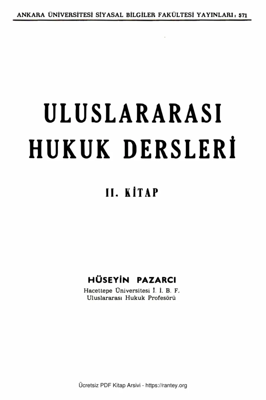 Uluslararası Hukuk Dersleri II. Kitap kapak görseli