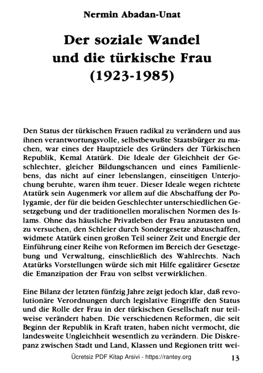 Unat DieFrau İndertürkischen Gesellschaft Dağyeli Verlag Nermin Abadan Unat kapak görseli