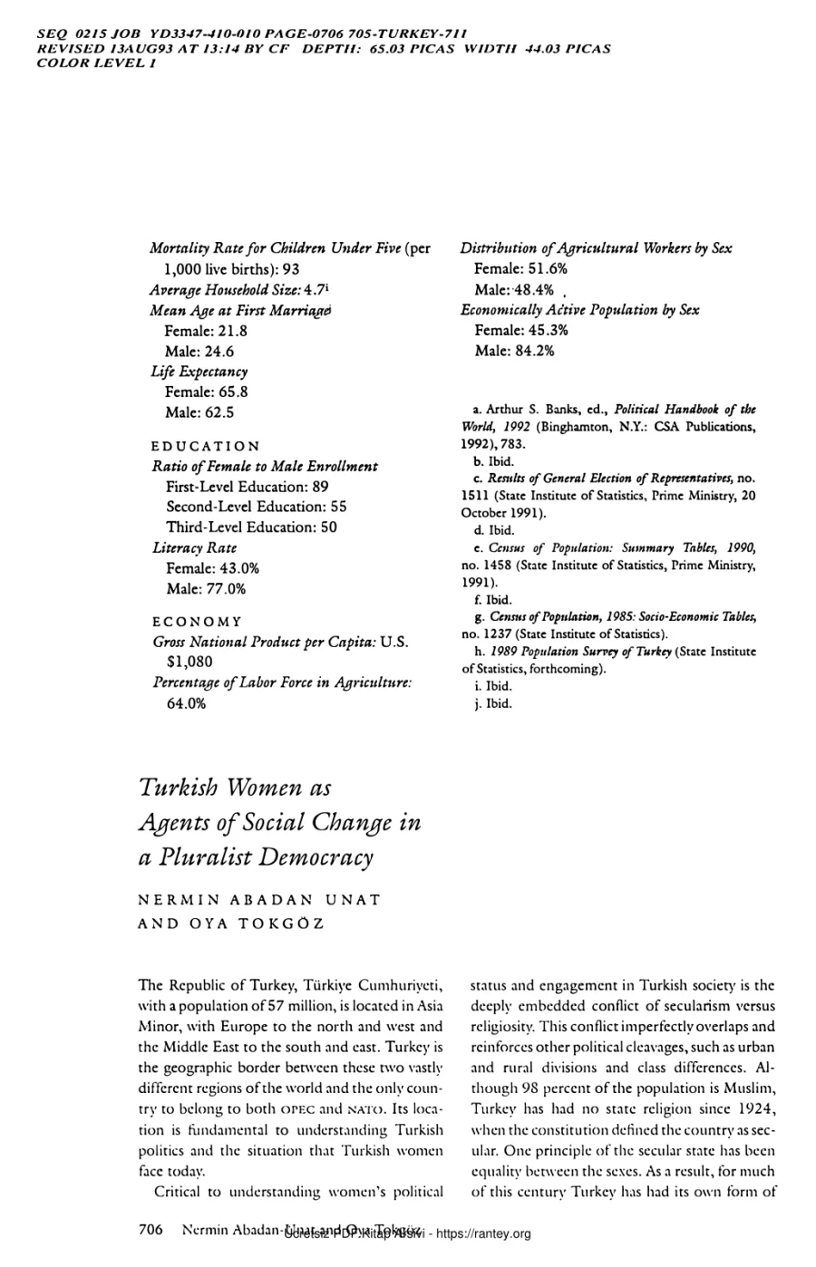 Unat Turkish Womwn As Agents of Social Change in a Pluralist Democracy kapak görseli