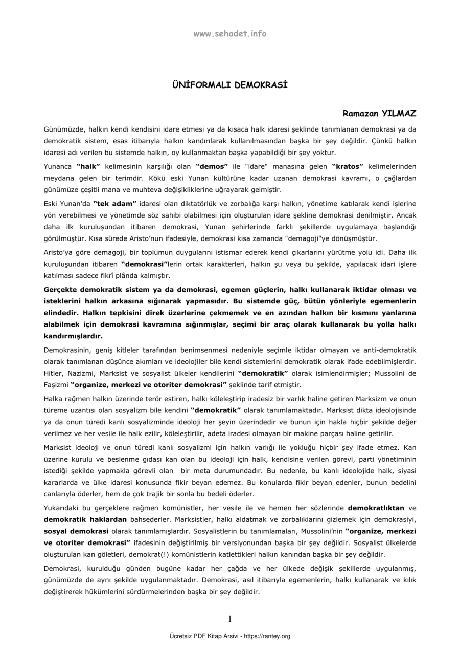 ÜNİFORMALI DEMOKRASİ Ebu Abdulmumin Tekin Mıhçı kapak görseli