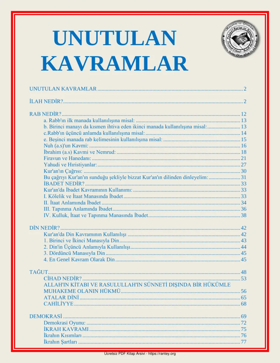 UNUTULAN KAVRAMLAR KAVRAMI Ebu Abdulmumin Tekin Mıhçı kapak görseli