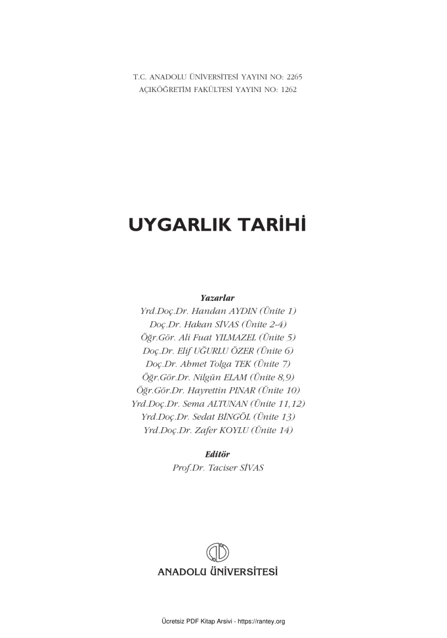 UygarlıkTarihi TAR113U kapak görseli