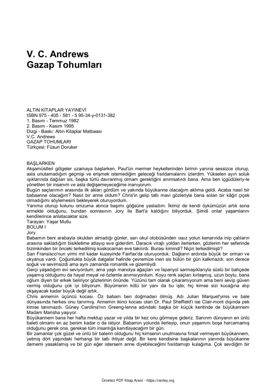 V C Andrews 3 Gazap Tohumları kapak görseli