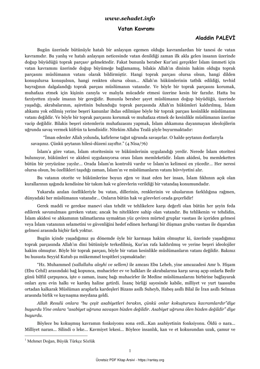 VATAN KAVRAMI Aladdin PALEVİ Ebu Abdulmumin Tekin Mıhçı kapak görseli