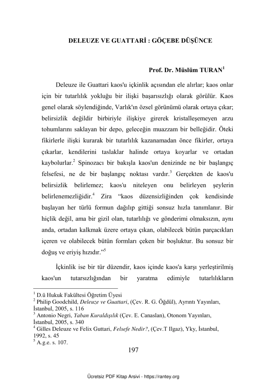 ve Guattari Göçebe Düşünce kapak görseli