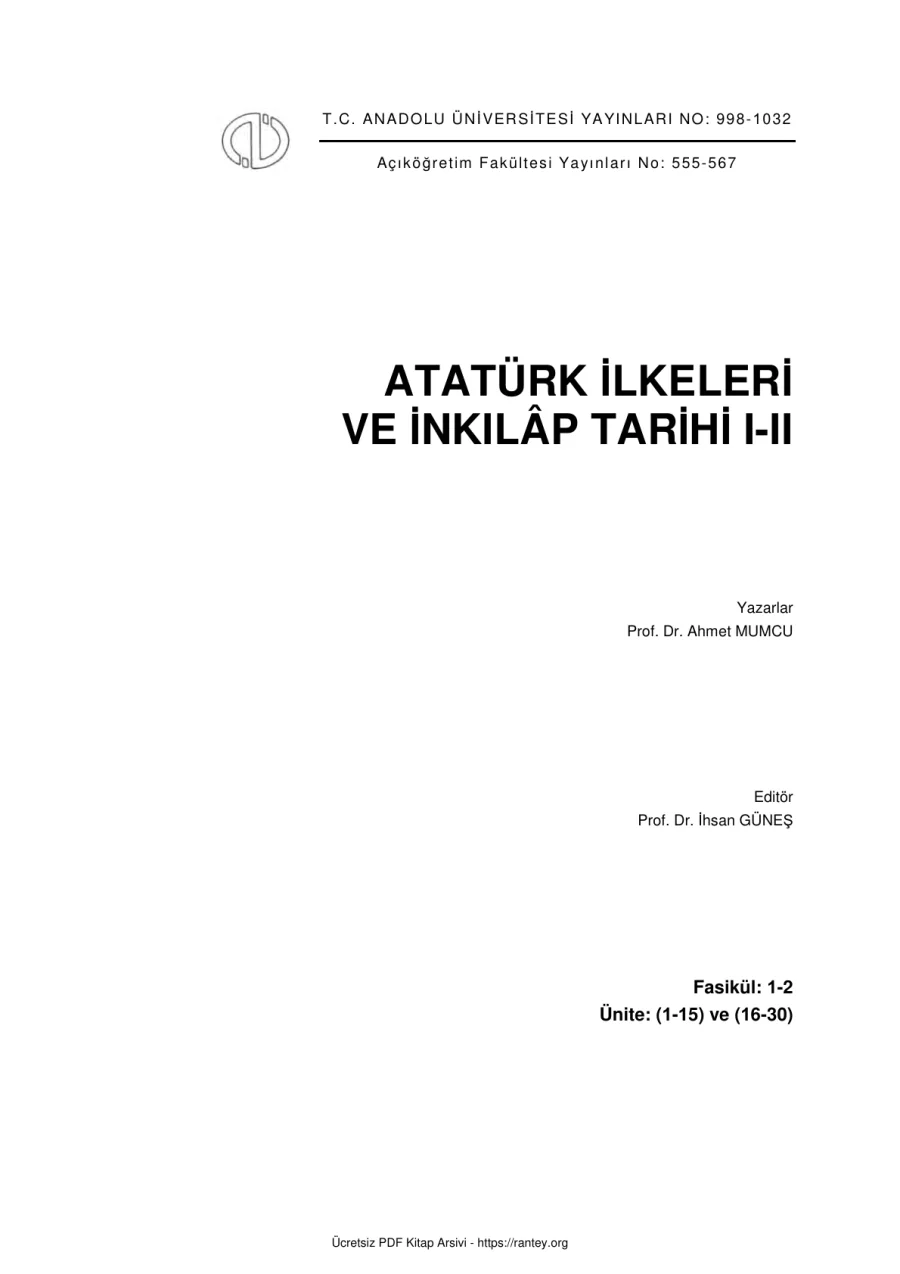 ve İnkılp Tarihi I II Prof Dr Ahmet Mumcu kapak görseli