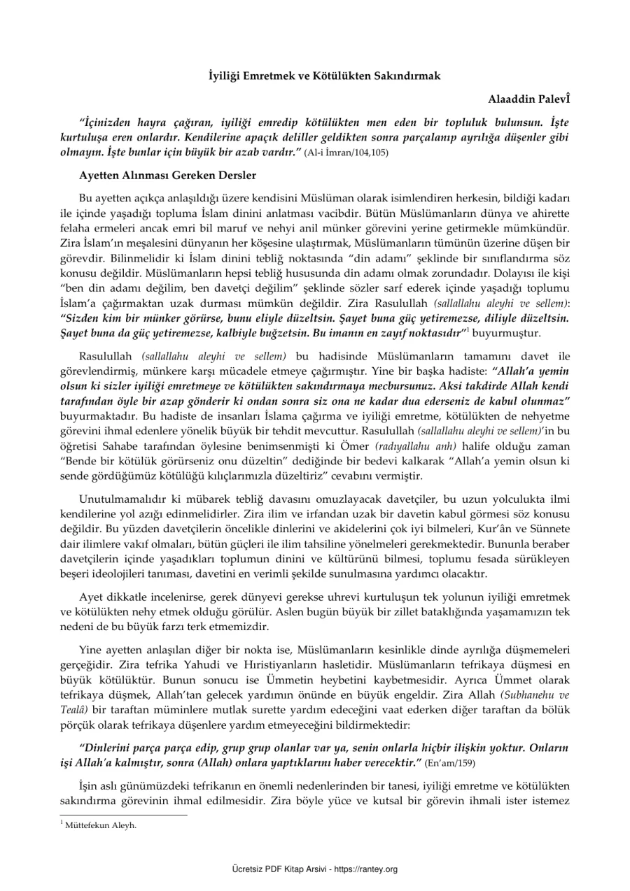 ve Kötülükten Sakındırmak Alaaddin Palev Ebu Abdulmumin Tekin Mıhçı kapak görseli