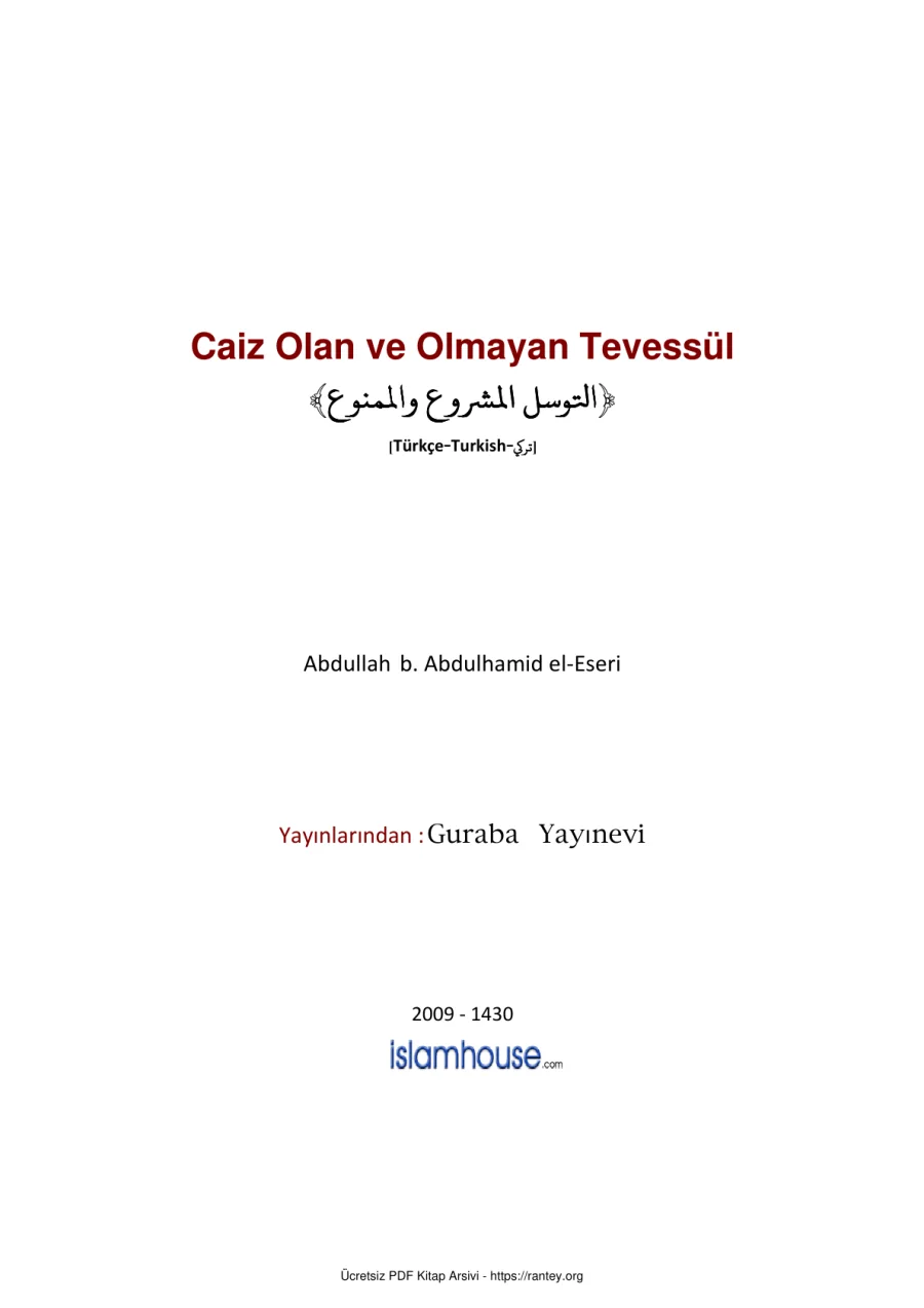 ve Olmayan Tevessül Ebu Abdulmumin Tekin Mıhçı kapak görseli
