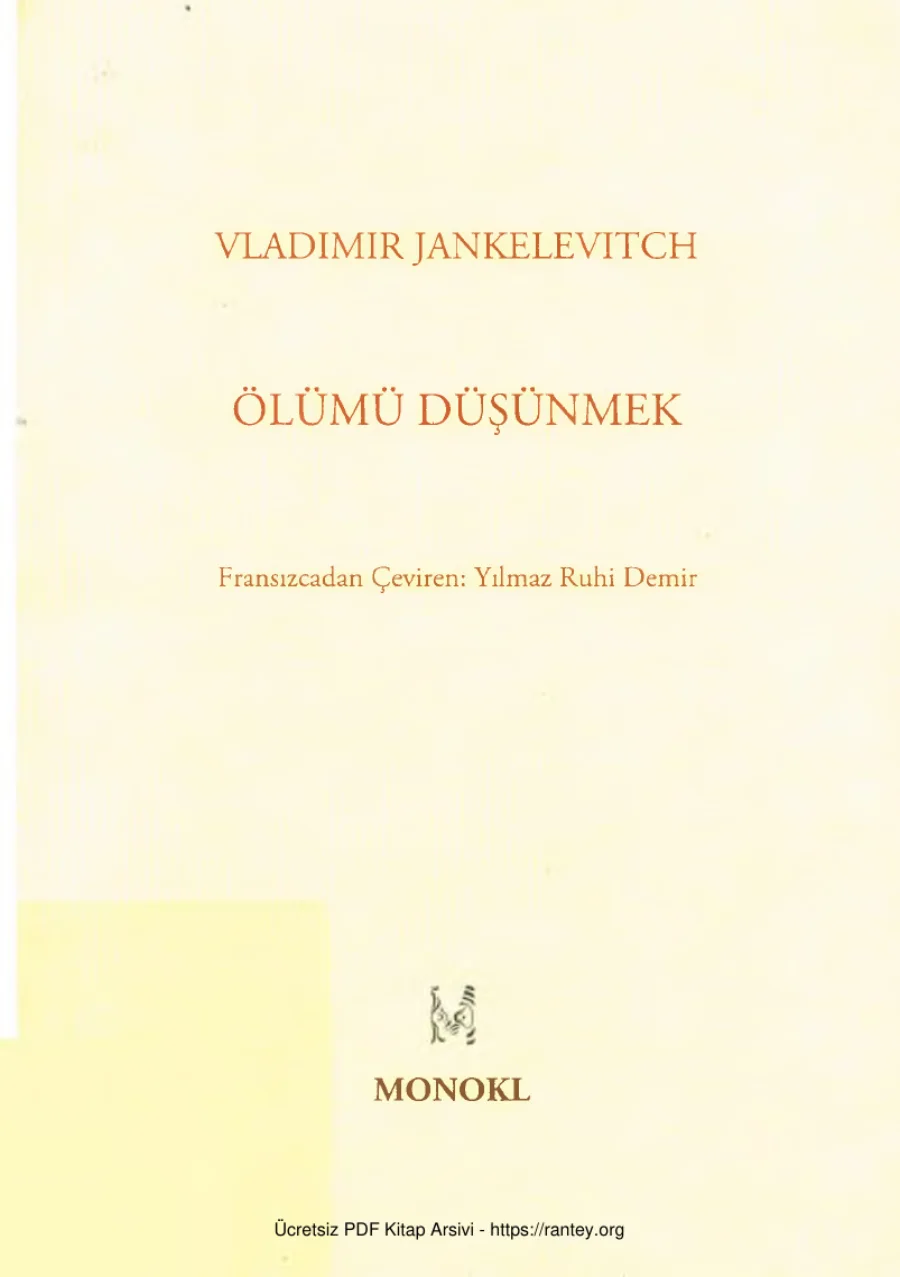 Vladimir Jankelevitch Ölümü Düşünmek kapak görseli