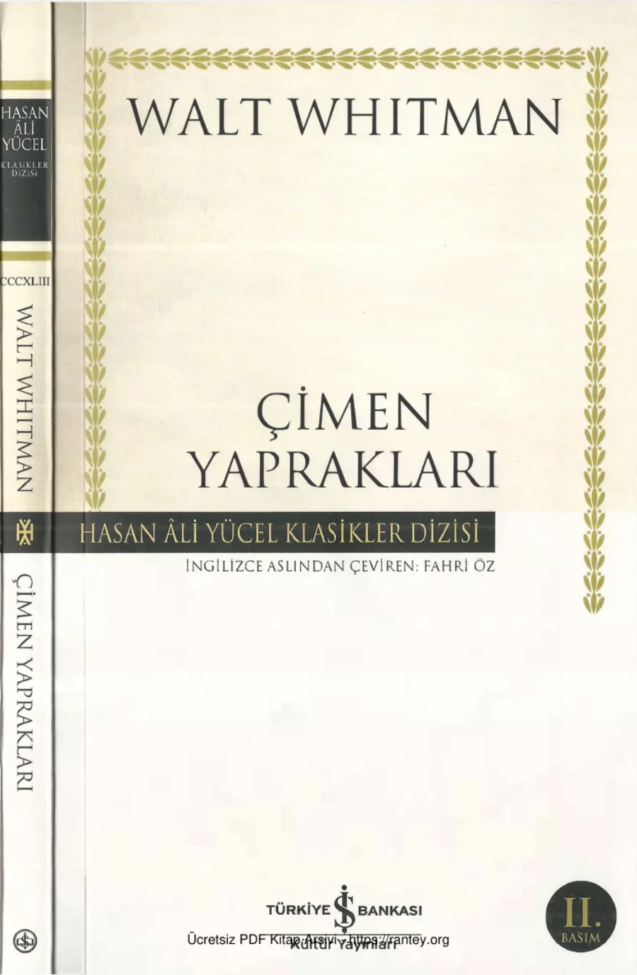 Walt Whitman Çimen Yaprakları I kapak görseli