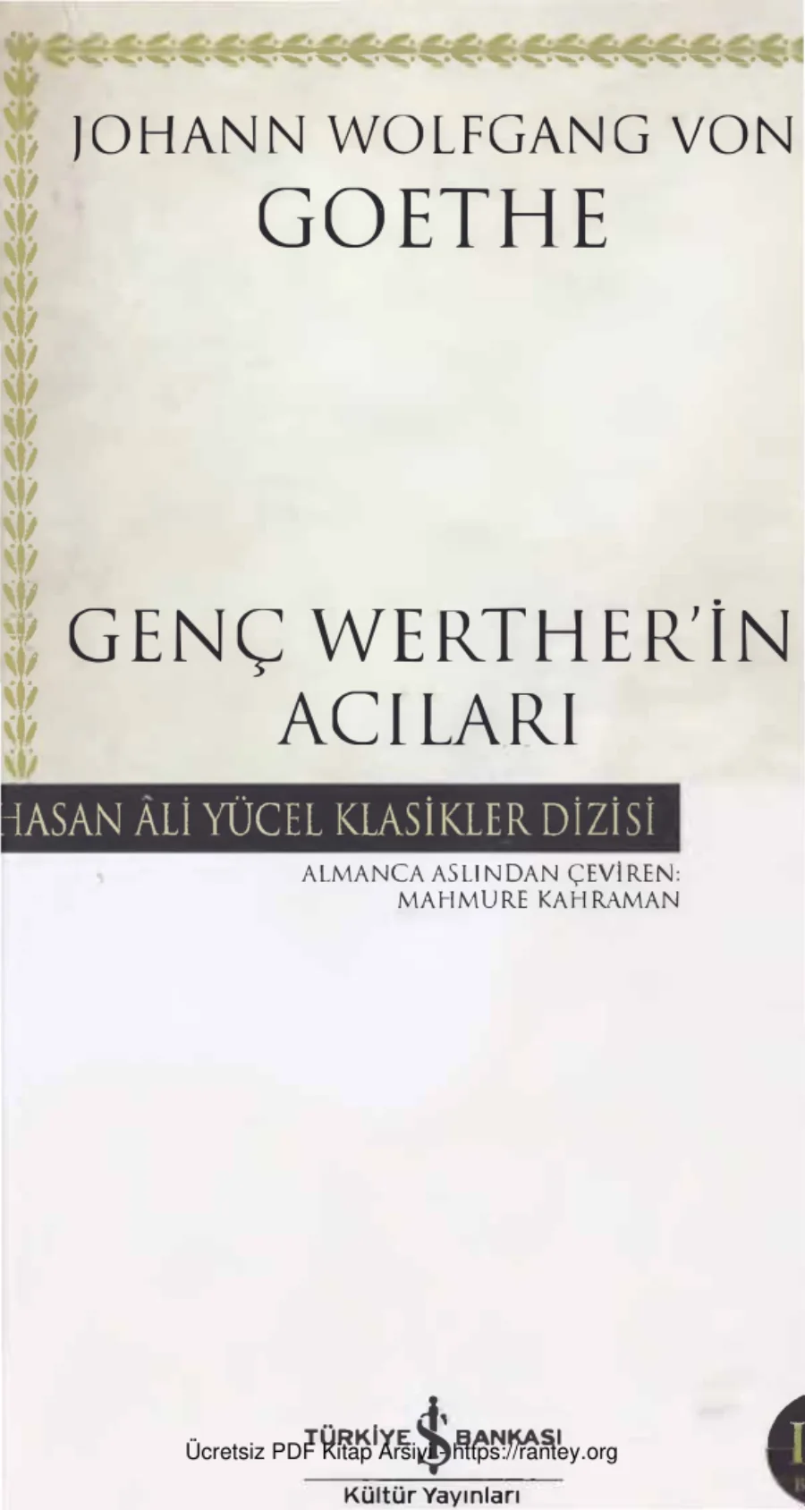 Wertherin Acıları İş Bankası Yayınları kapak görseli