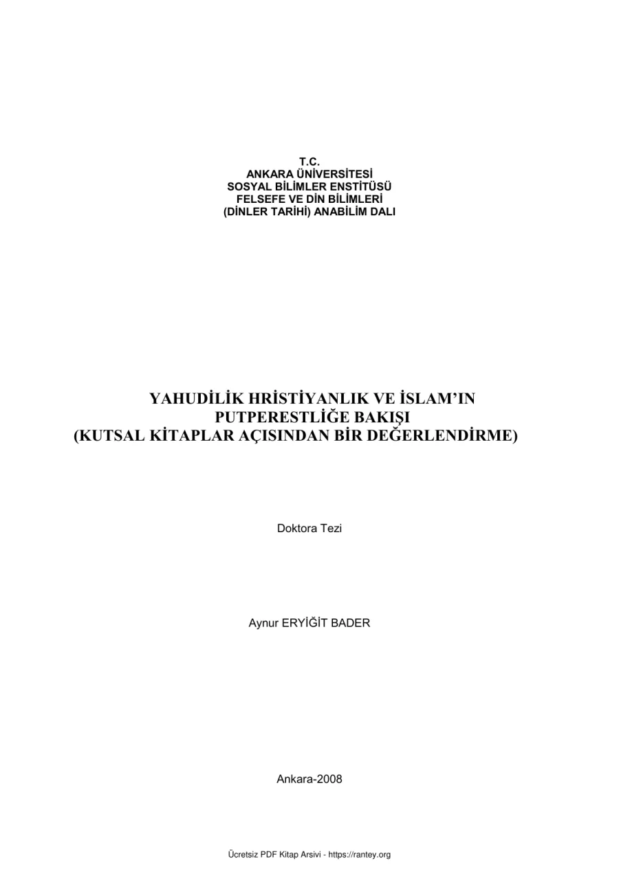 YAHUDİLİK HIRİSTİYANLIK VE İSLAMIN Dr TEZİ Ebu Abdulmumin Tekin Mıhçı kapak görseli
