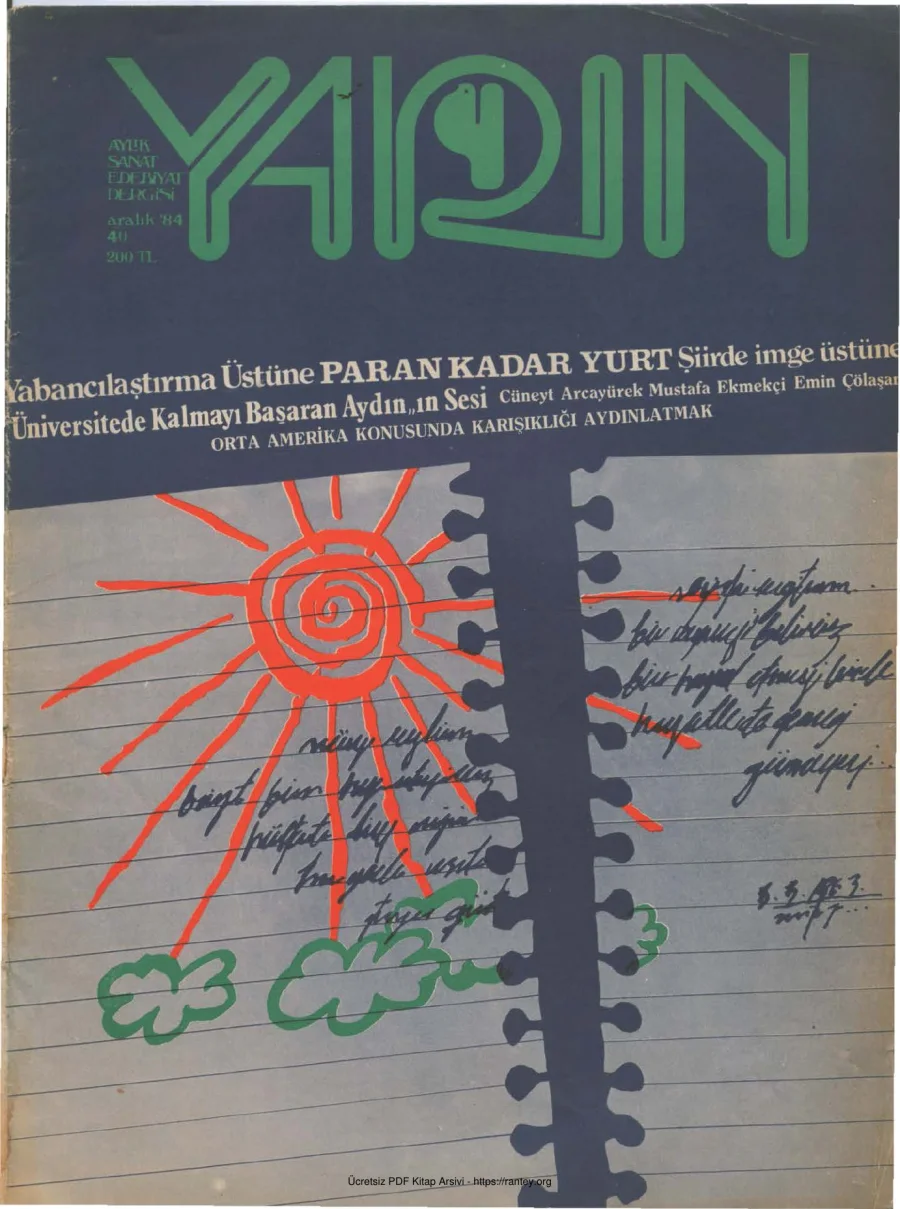 Yarın Sayı 40 Aralık 1984 kapak görseli