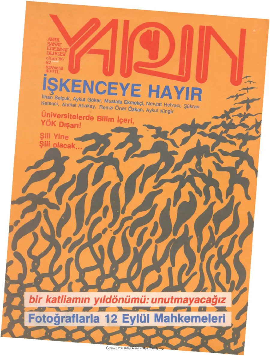Yarın Sayı 62 Ekim 1986 kapak görseli