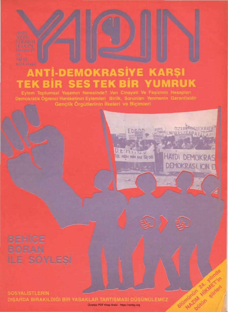 Yarın Sayı 70 Haziran 1987 kapak görseli