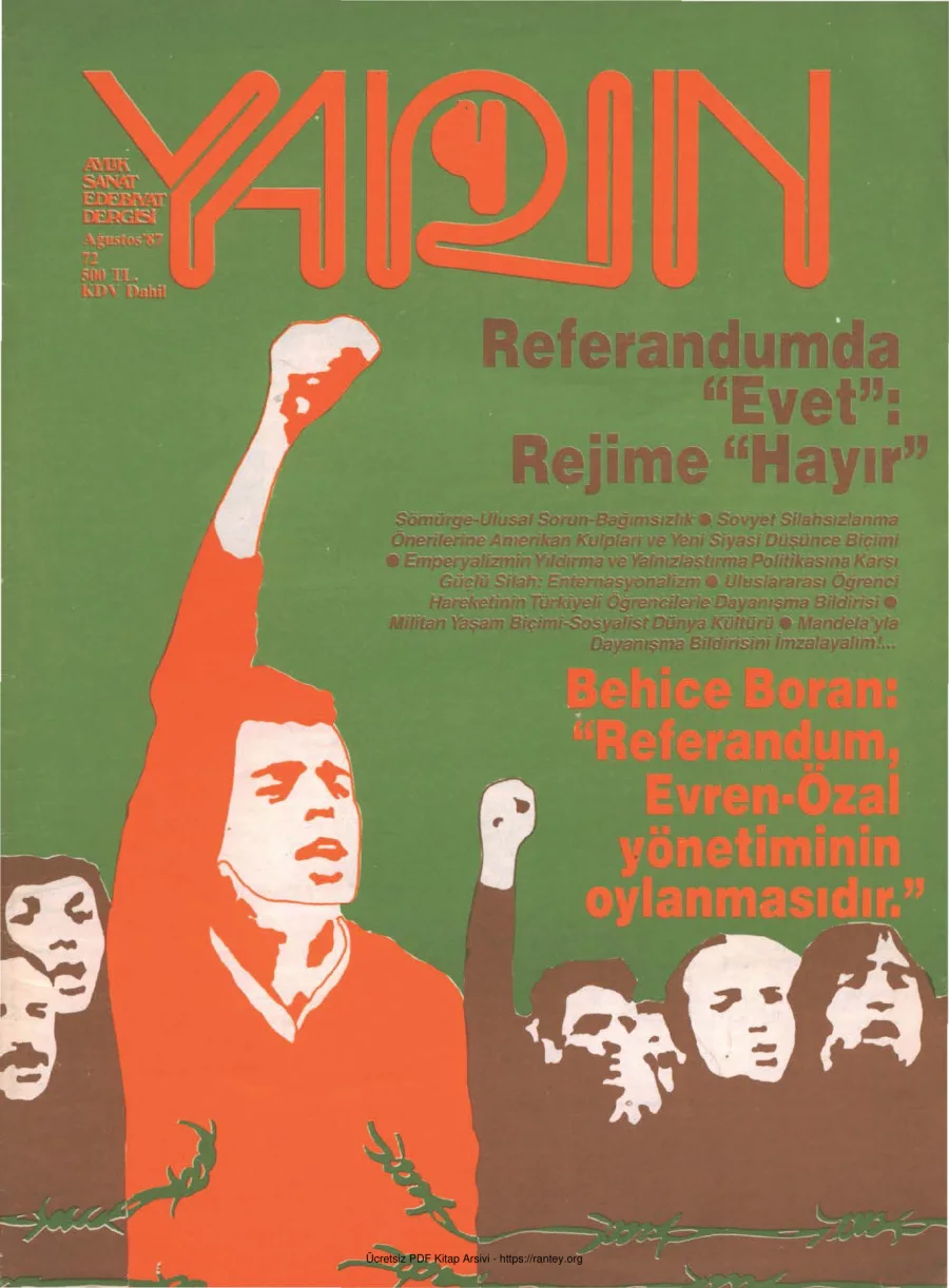 Yarın Sayı 72 Ağustos 1987 kapak görseli