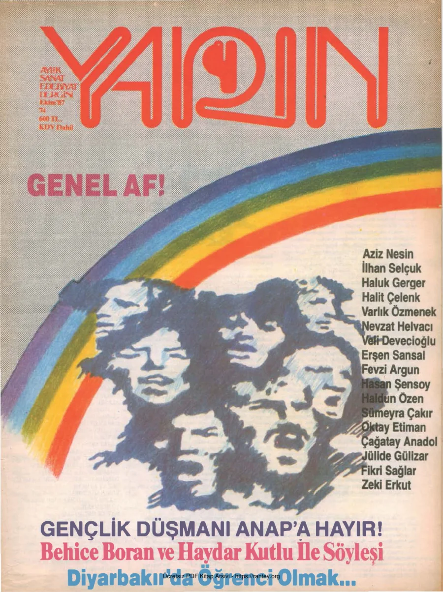 Yarın Sayı 74 Ekim 1987 kapak görseli