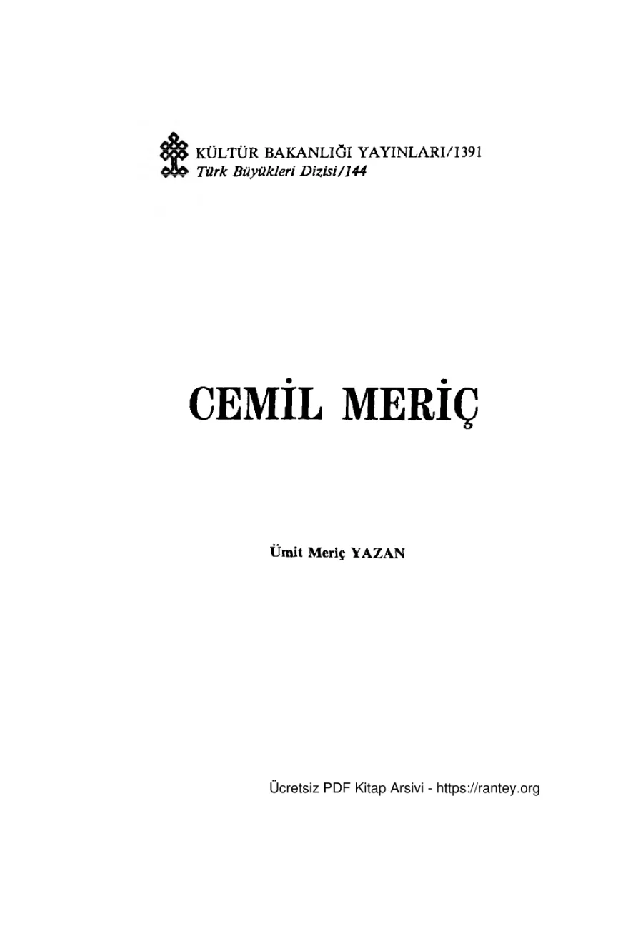 Yazan Cemil Meriç kapak görseli