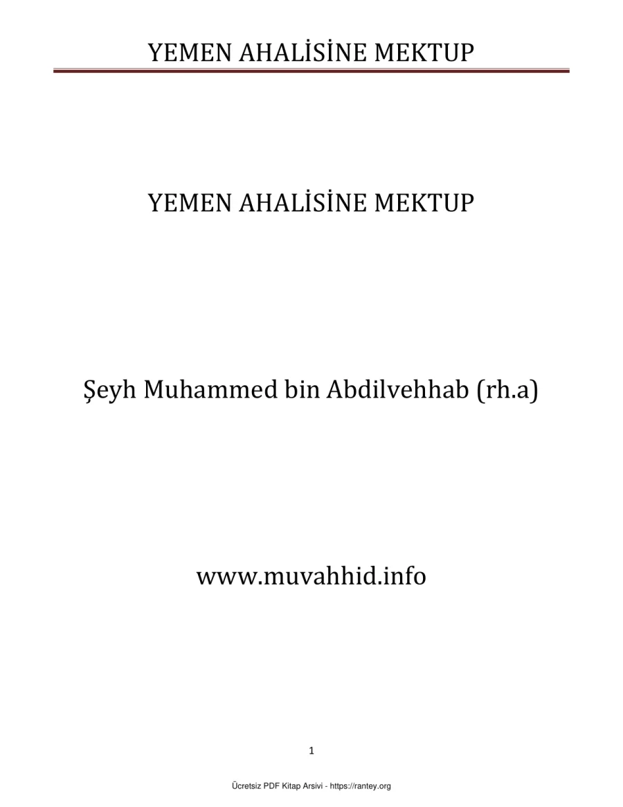 YEMEN AHALİSİNE MEKTUP Ebu Abdulmumin Tekin Mıhçı kapak görseli