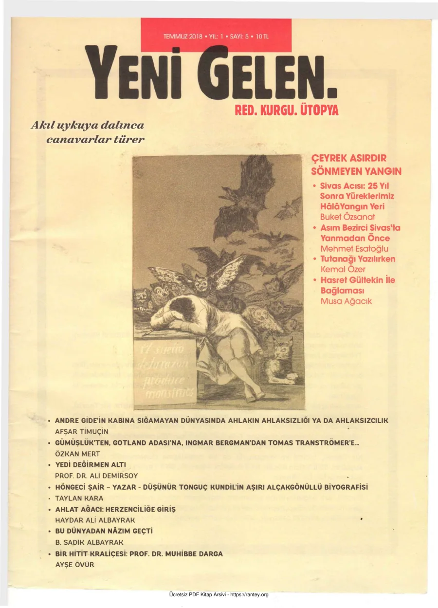 Yeni Gelen Sayı 005 Temmuz 2018 kapak görseli