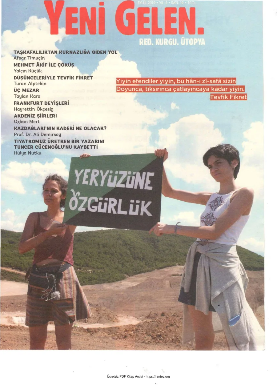 Yeni Gelen Sayı 019 Eylül 2019 kapak görseli