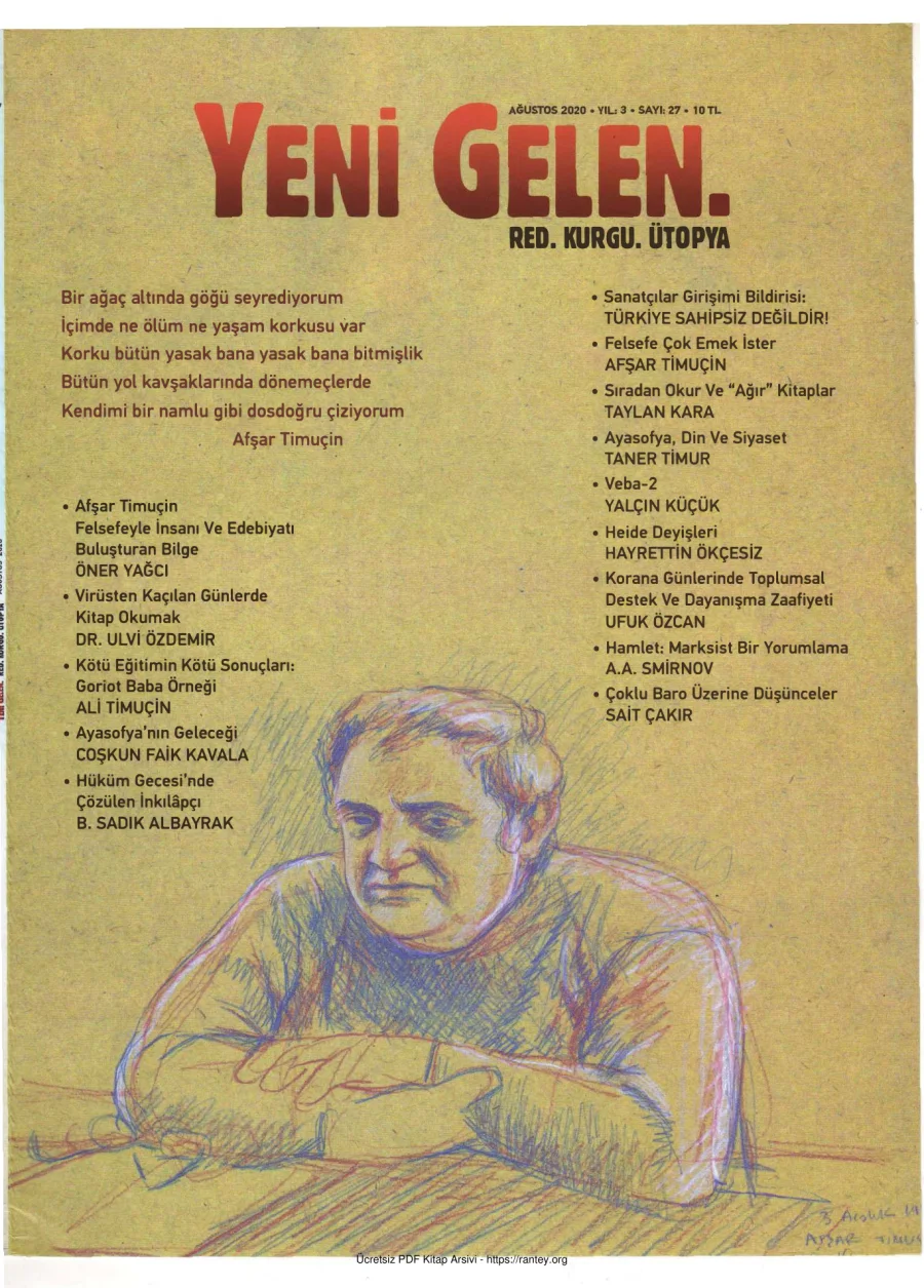 Yeni Gelen Sayı 027 Ağustos 2020 kapak görseli