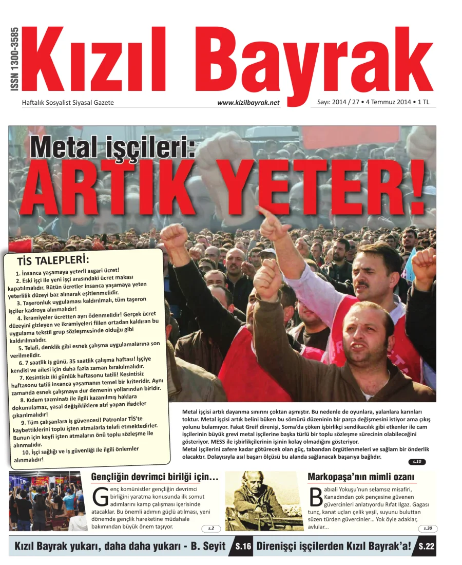 Yıl 2014 Sayı 27 04 Temmuz kitap kapağı