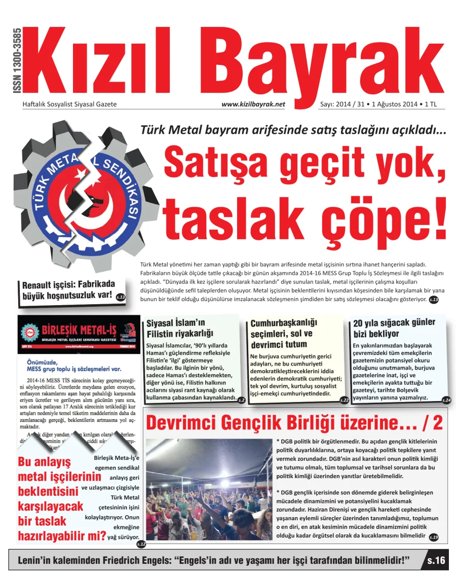 Yıl 2014 Sayı 31 01 Ağustos kapak görseli