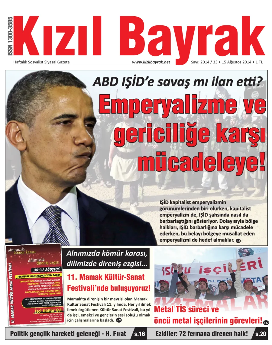 Yıl 2014 Sayı 33 15 Ağustos kitap kapağı