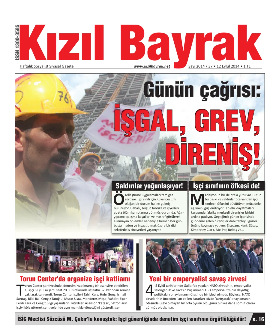 Yıl 2014 Sayı 37 12 Eylül kapak görseli