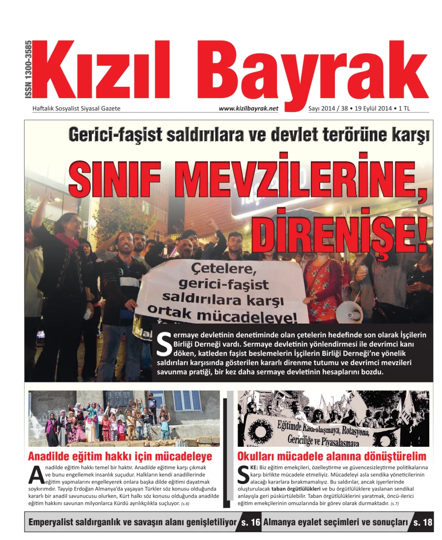 Yıl 2014 Sayı 38 19 Eylül kapak görseli
