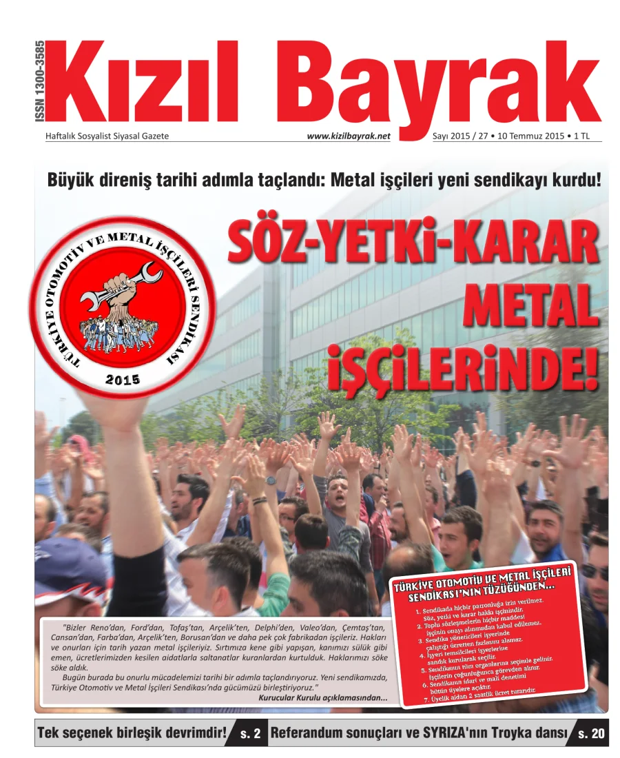 Yıl 2015 Sayı 27 10 Temmuz kitap kapağı