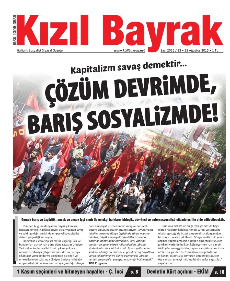Yıl 2015 Sayı 33 28 Agustos kitap kapağı