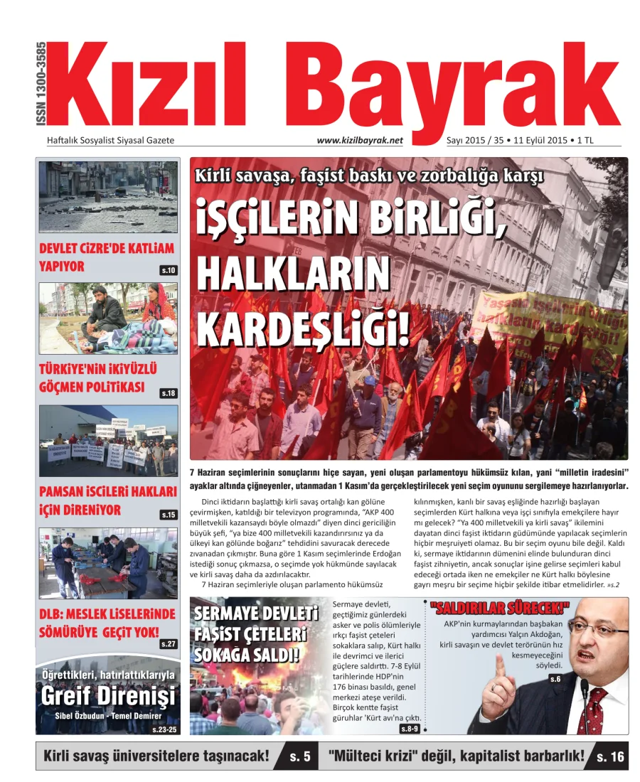 Yıl 2015 Sayı 35 11 Eylül kapak görseli