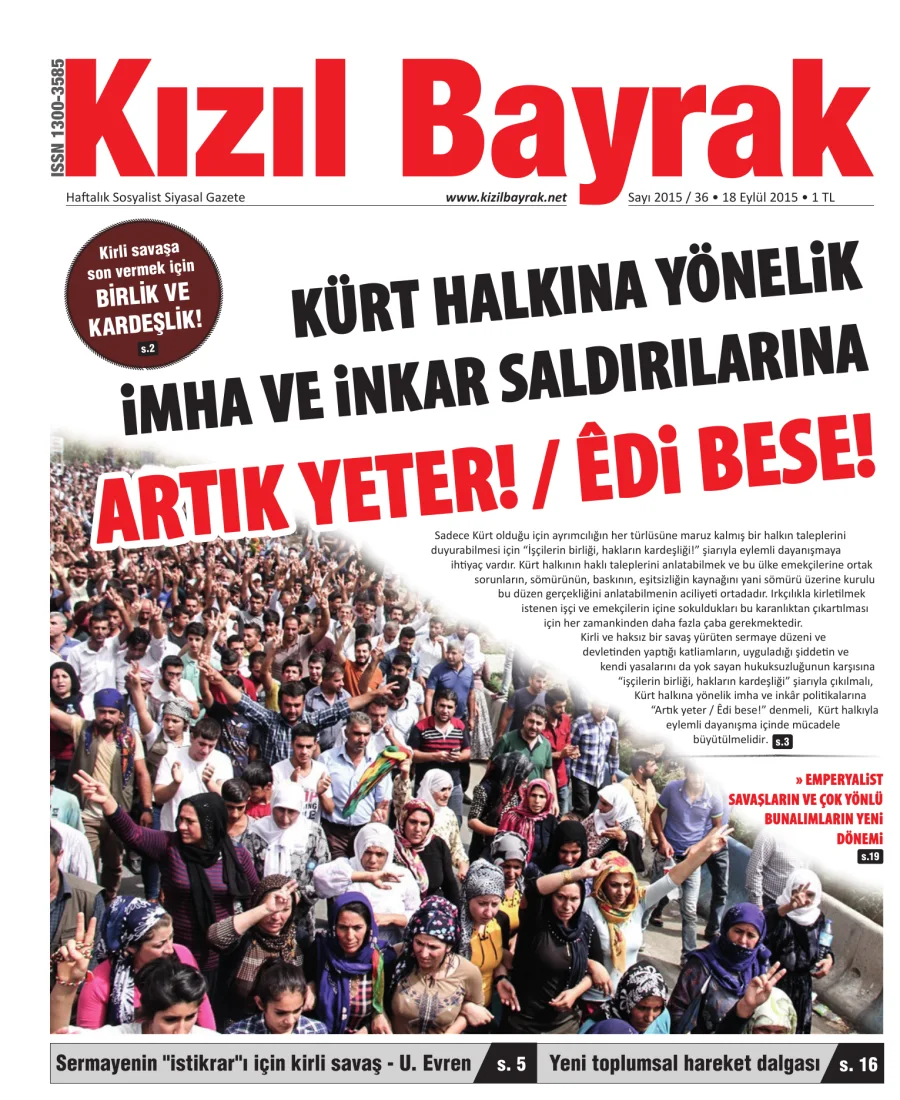 Yıl 2015 Sayı 36 18 Eylül kapak görseli