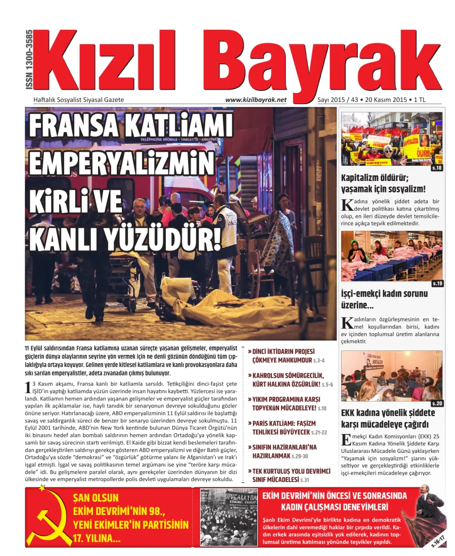 Yıl 2015 Sayı 43 19 Kasım kitap kapağı