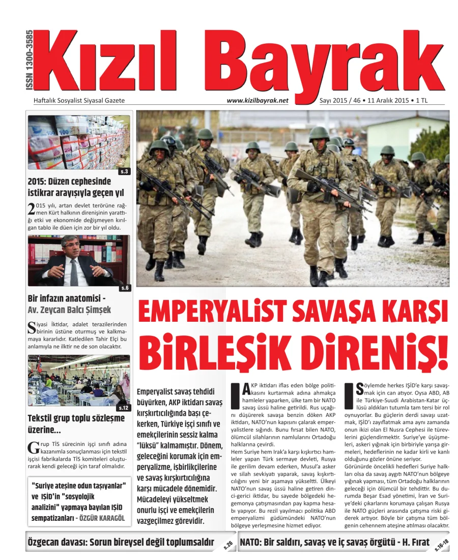 Yıl 2015 Sayı 46 11 Aralık kitap kapağı