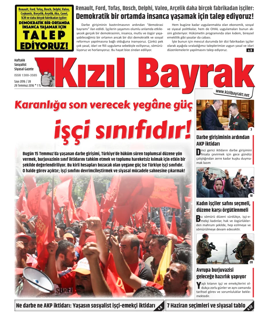 Yıl 2016 Sayı 28 29 Temmuz kitap kapağı