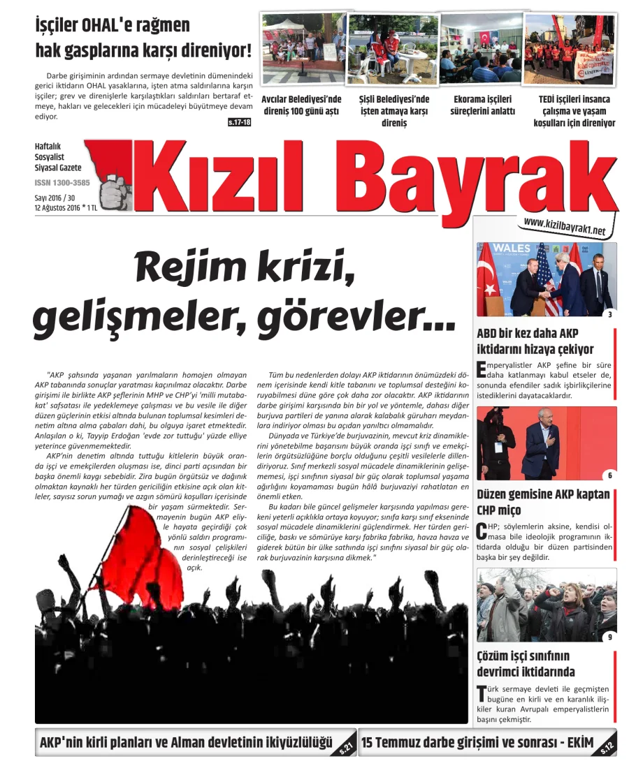 Yıl 2016 Sayı 30 12 Agustos kitap kapağı