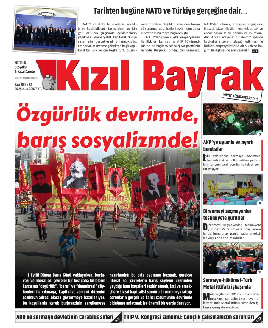 Yıl 2016 Sayı 32 26 Agustos kapak görseli