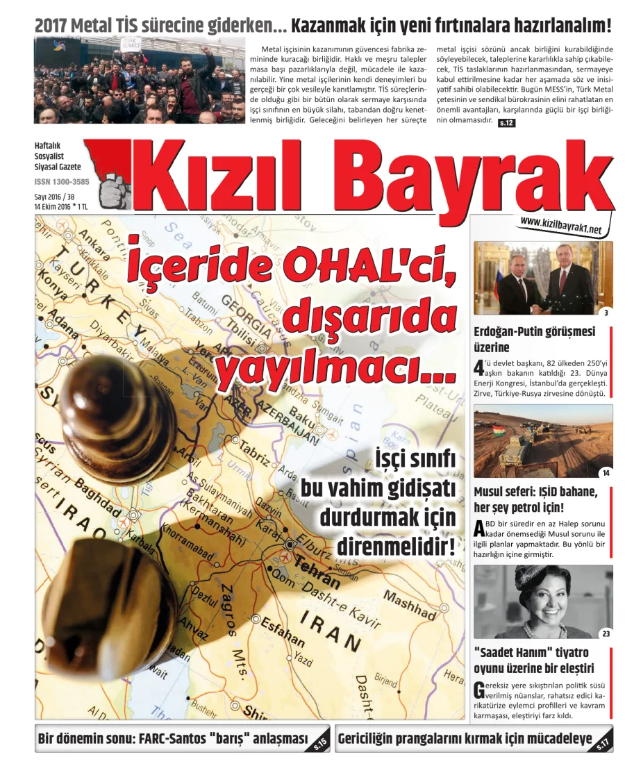 Yıl 2016 Sayı 38 14 Ekim kitap kapağı