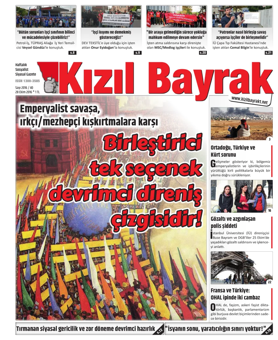 Yıl 2016 Sayı 40 28 Ekim kapak görseli