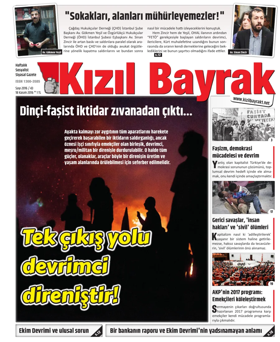 Yıl 2016 Sayı 43 18 Kasim kapak görseli