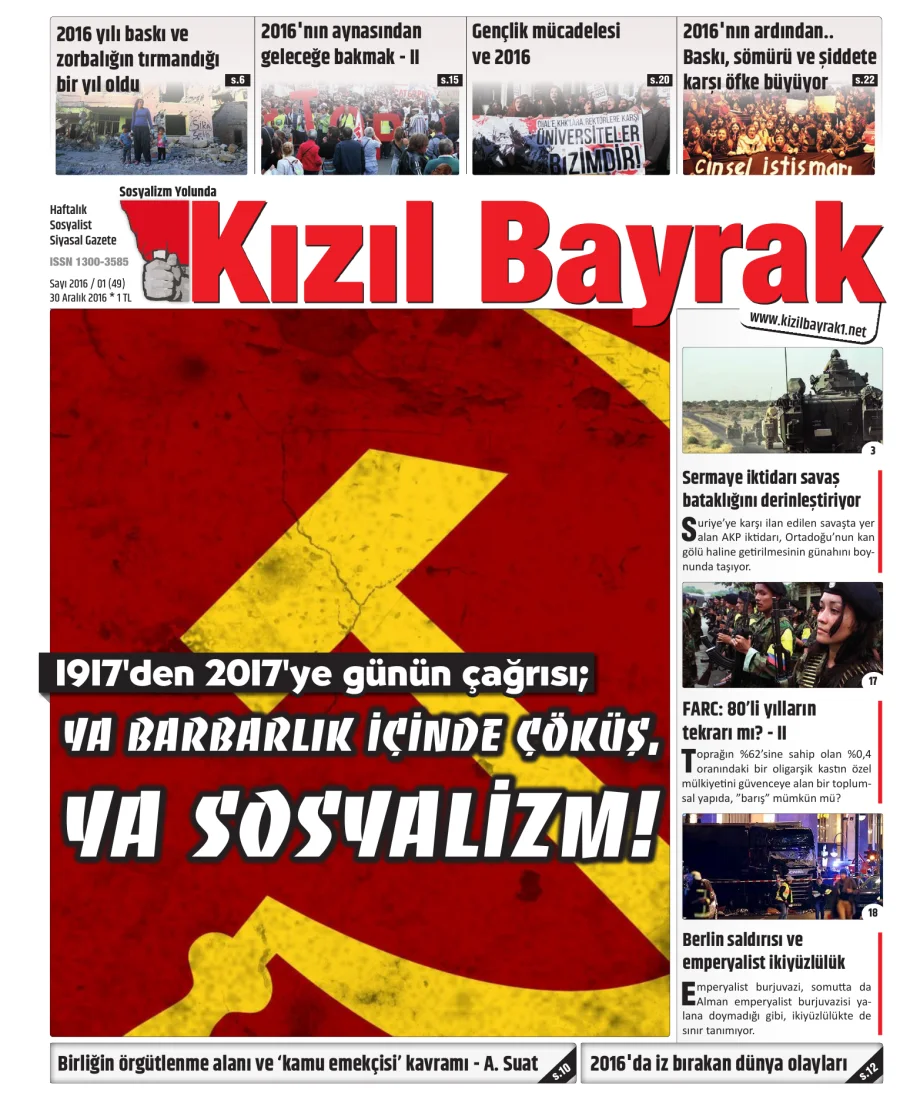 Yıl 2016 Sayı 49 30 Aralik kapak görseli