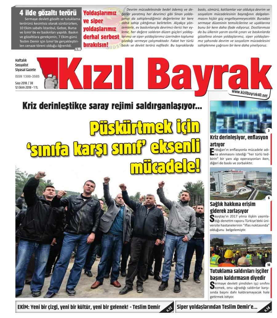 Yıl 2018 Sayı 38 12 Ekim kapak görseli